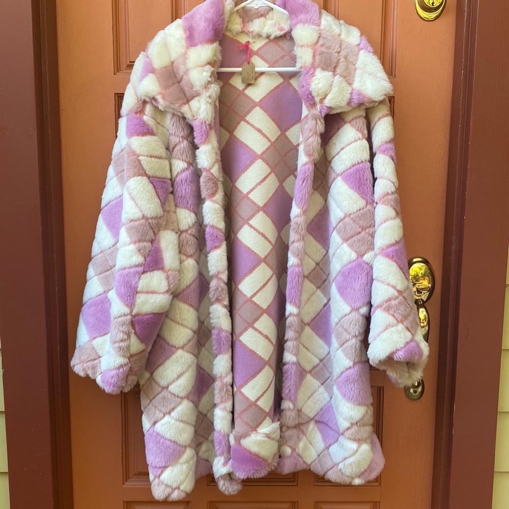 Colorful handmade fur coat